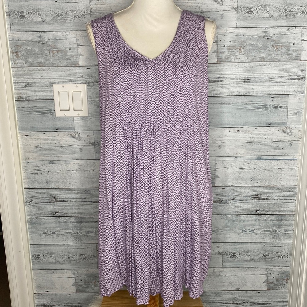 OLD NAVY PLEATED PURPLE PRINT DRESS
